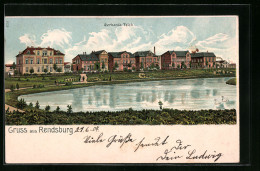 Lithographie Rendsburg, Partie Am Gerhardsteich Mit Blick Auf Häuserreihe  - Rendsburg
