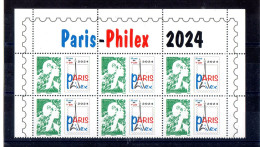 FR 2024- Haut Titré - Issu Du BF  " PARIS - PHILEX 2024  " 1 Bloc  6ex à 1.29 € - Neuf** - Unused Stamps