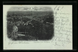 Mondschein-AK Wiesbaden, Panorama Vom Neroberg  - Wiesbaden