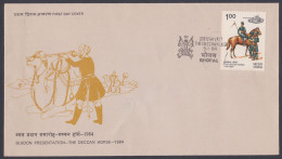 Inde India 1984 FDC The Deccan Horse, Horse, Military, Cavalry, Tank, Soldier, Camel, Rifle, First Day Cover - Brieven En Documenten