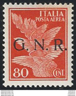 1943 Repubblica Sociale 80c. G.N.R. Brescia I Aerea Var MNH Sassone N. 120/Iiab - Autres & Non Classés