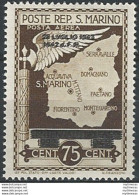 1943 San Marino Caduta Del Fascismo 75c. Varietà MNH Sass. N. A36a - Other & Unclassified