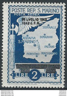 1943 San Marino Caduta Del Fascismo L. 2 Varietà MNH Sass. N. A38a - Otros & Sin Clasificación