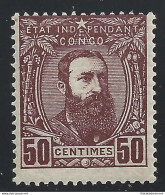 1886 ETAT INDEPENDENT DU CONGO, COB N. 9 50c. Bruno-rosso MLH/* - Autres & Non Classés