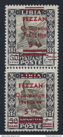 1943 FEZZAN - N° 7 - Pittorica Coppia 5f. Su 50c. MNH/** Firma Bolaffi  VARIETA - Autres & Non Classés