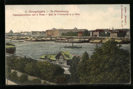 AK St. Pétersbourg, Quai De L`Université Et La Néva  - Rusland