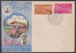 Inde India 1954 FDC Postage Stamp, Aircraft, Aeroplane, Airmail, Biplane, Train, Ship, Seamail, Bicycle, First Day Cover - Briefe U. Dokumente