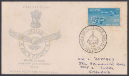 Inde India 1958 FDC Indian Airforce, Air Force, Military, Aeroplane, Airplane, Aircraft, First Day Cover - Briefe U. Dokumente