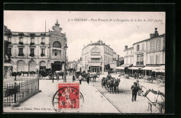 CPA Cognac, Place Francois Ier Et Perspective De La Rue Du XIV-Juillet  - Cognac