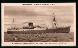 AK The Union-Castle Royal Mail Motor Vessel Capetown Castle Unter Volldampf  - Dampfer