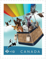 2024 Canada Post Card Community Foundation Animals Bird Racoon Moose Polar Bear Fox Single Stamp From Booklet MNH - Timbres Seuls