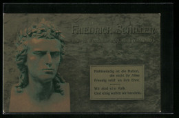 AK 100. Todestag Schillers 1905, Büste Mit Lorbeerkranz, Zitat  - Scrittori