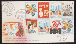 FDC Vietnam Viet Nam Cover 2021 Vignettes & Perf Stamps LIVING SAFELY WITH THE PANDEMIC / COVID-19 VACCINATION - Viêt-Nam