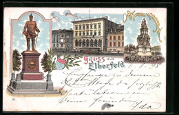 Lithographie Elberfeld, Bismarck-Denkmal, Reichsbank Und Märchenbrunnen Im Tiergartenviertel  - Otros & Sin Clasificación