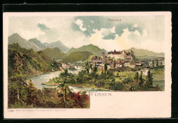 Lithographie Füssen, Ortsansicht, Blick Zum Schloss  - Füssen