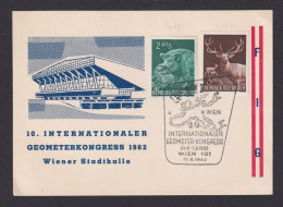 Österreich Brief 10. Int. Geometer - Kongress Wien Sondermarken Jagd 31.8.1962 - Briefe U. Dokumente