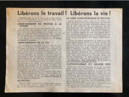 Tract Presse Clandestine Résistance Belge WWII WW2 'Libérons Le Travail! Libérons La Vie!' - Dokumente