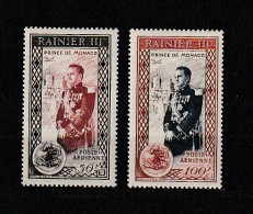 " PRINCE RAINIER III " Sur Lot 2 Timbres Neufs ** MNH De MONACO De 1950. N° YT PA 49 Et 50 - Unused Stamps