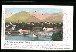 AK Rosenheim, Flusspartie Mit Brücke  - Rosenheim