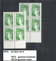 Variété Bloc4 De 1978 Neuf ** Y&T N° 1973 Gomme Brillante & 1973a Gomme Mate - Unused Stamps