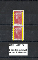 Variété Paire Adhésifs De 2008 Neuf** Y&T N° 175 Avec 2 Bandes à Cheval Tenant à 2 Bandes - Unused Stamps