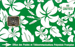 FRENCH POLYNESIA 60 U PAREO GREEN FLOWER FPY-18 READ DESCRIPTION !! - Polinesia Francese