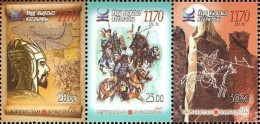 Kyrgyzstan 2013 Great Kyrgyz Kaganate 1170 Years Set Of 3 Stamps In Strip MNH - Archaeology