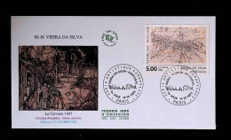 CL, FDC, Premier Jour, France, Paris, 11.12.1993, Série Artistique Européenne, M. H. Veira Da Silva, Le Calvaire 1947 - 1990-1999