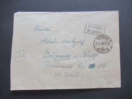 SBZ 5.7.1948 Notmaßnahme Schwarzer Ra2 Stempel Gebühr Bezahlt Und Tagesstempel Dresden Altst.19 Fernbrief Nach Bösperde - Covers & Documents