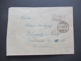 SBZ 5.7.1948 Notmaßnahme Schwarzer Ra2 Stempel Gebühr Bezahlt Und Tagesstempel Dresden Altst.19 Fernbrief Nach Bösperde - Brieven En Documenten