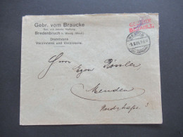 9.1923 Infla Notmaßnahme Porto Handschriftlich Roter L2 Gebühr Bezahlt Tagesstempel Westig Gebr.vom Braucke Bredenbruch - Covers & Documents
