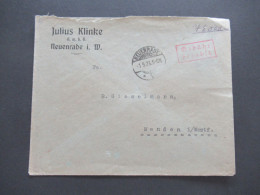 9.1923 Infla Notmaßnahme Porto Handschriftlich Roter Ra2 Gebühr Bezahlt Tagesstempel Neuenrade Umschlag Julius Klinke - Covers & Documents
