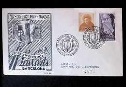 CL, Lettre, Cachet Commémoratif, Las Corts, Barcelona, Oct. 1956, Exposicion Filatelica - Sonstige & Ohne Zuordnung