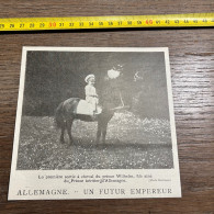 1908 PATI Première Sortie à Cheval Du Prince Wilhelm, Fils Ainé Du Prince Héritier D'Allemagne. - Collections