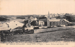 56-BELLE ILE EN MER SAUZON LE PORT ET L EGLISE-N°T5081-C/0241 - Belle Ile En Mer