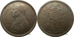 Monaco - Principauté - Louis II - 20 Francs 1947 - TTB+/AU50 - Mon6770 - 1922-1949 Luigi II