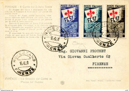 Ginnici N. 661/663 Serie Completa Su Cartolina Da Rovezzano A Firenze - 1946-60: Storia Postale