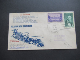 USA 1959 Alaska Dog Team Post Mit Unterschrift / Signatures Of Postmasters Stempel Alaska Savoonga Und Gambell - Expediciones árticas