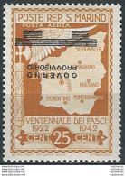 1943 San Marino Governo Provvisorio 25c. Varietà MNH Sass. N. A42a - Other & Unclassified