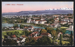 AK Aarau, Panorama Mit Brücke Gegen Die Berge  - Aarau