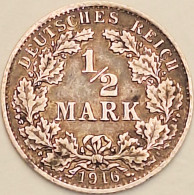 Germany Empire - 1/2 Mark 1916 A, KM# 17, Silver (#4425) - Altri – Europa