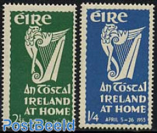 Ireland 1953 National Festival 2v, Mint NH, Performance Art - Music - Musical Instruments - Unused Stamps