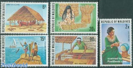 Maldives 1977 Handicrafts 5v, Mint NH, Nature - Transport - Fishing - Ships And Boats - Art - Handicrafts - Poissons