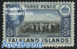 Falkland Islands 1938 3p., Stamp Out Of Set, Mint NH, Nature - Cattle - Other & Unclassified