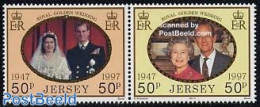 Jersey 1997 Golden Wedding 2v [:], Mint NH, History - Kings & Queens (Royalty) - Case Reali