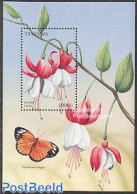 Tanzania 1996 Garden Flower, Fuchsia S/s, Mint NH, Nature - Butterflies - Flowers & Plants - Tanzania (1964-...)