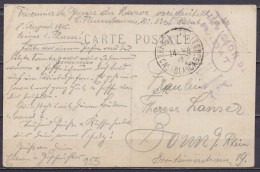 CP En Franchise D'un Prisonnier De Guerre Allemand Au Maroc Occidental Càd "TRESOR ET POSTES N°5 /14-8-1915/ CASABLANCA" - WW I