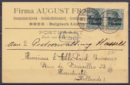 CP Affr 2x OC2 Càpt HASSELT /31.7.1915 Pour MAESTRICHT Hollande - Cachet Censure "Auslandstelle Aachen / Frei-gegeben" - OC1/25 Generaal Gouvernement