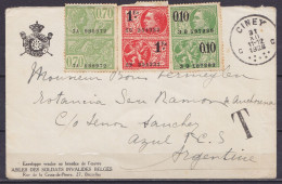 Env. "Asile Des Soldats Invalides Belges" Affr. Avec Des Timbres Fiscaux (utilisation Intredite !) Càd CINEY /31 XII 192 - Dokumente