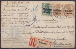 Carte-photo En Recommandé Affr. OC12 + 2x OC15 Càpt BRÜSSEL /29.3 1917 Pour AMERSFOORT Hollande - Cachet Censure "Auslan - OC1/25 Gouvernement Général